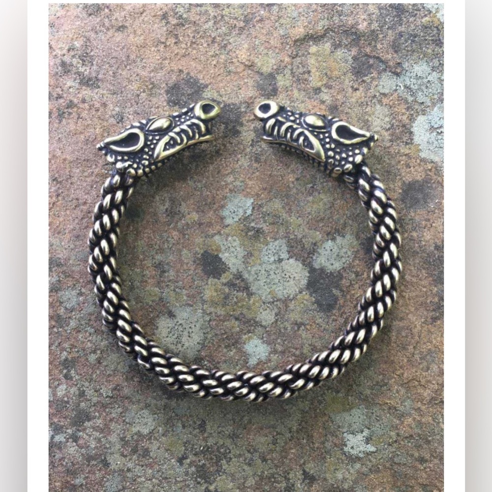 DRAGON BRACELET Celtic Torc Light Braid Sterling Silver The Vikings - Picture 5 of 5